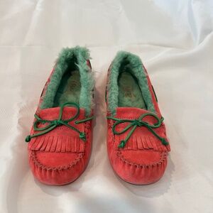 Ugg Leather Moccasin Slippers Mandie Suede Size 9
